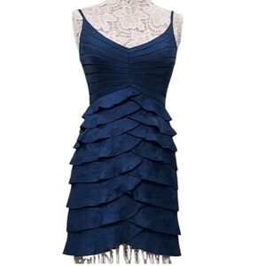 Adrianna papell occasions tiered Ruffle dress blue size 6P
